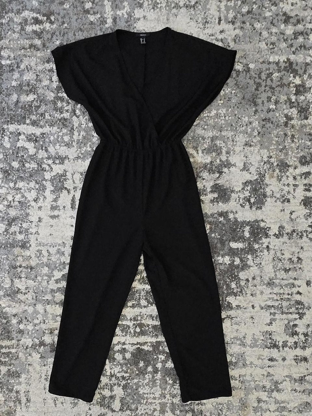 Forever 21 Black V-Neck Elastic Waist Jumpsuit